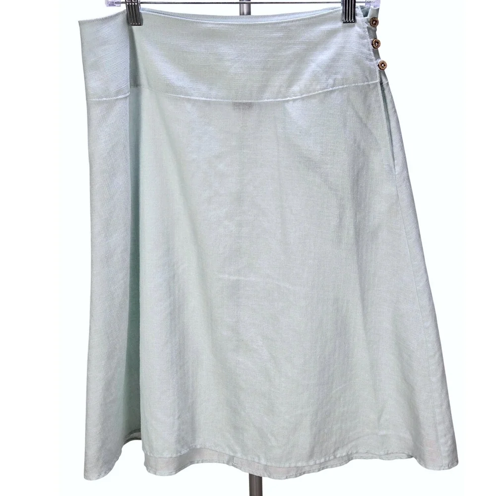 Women's Patagonia Size 4 Light Blue Hemp Blend Side Button A-Line Skirt Gorpcore